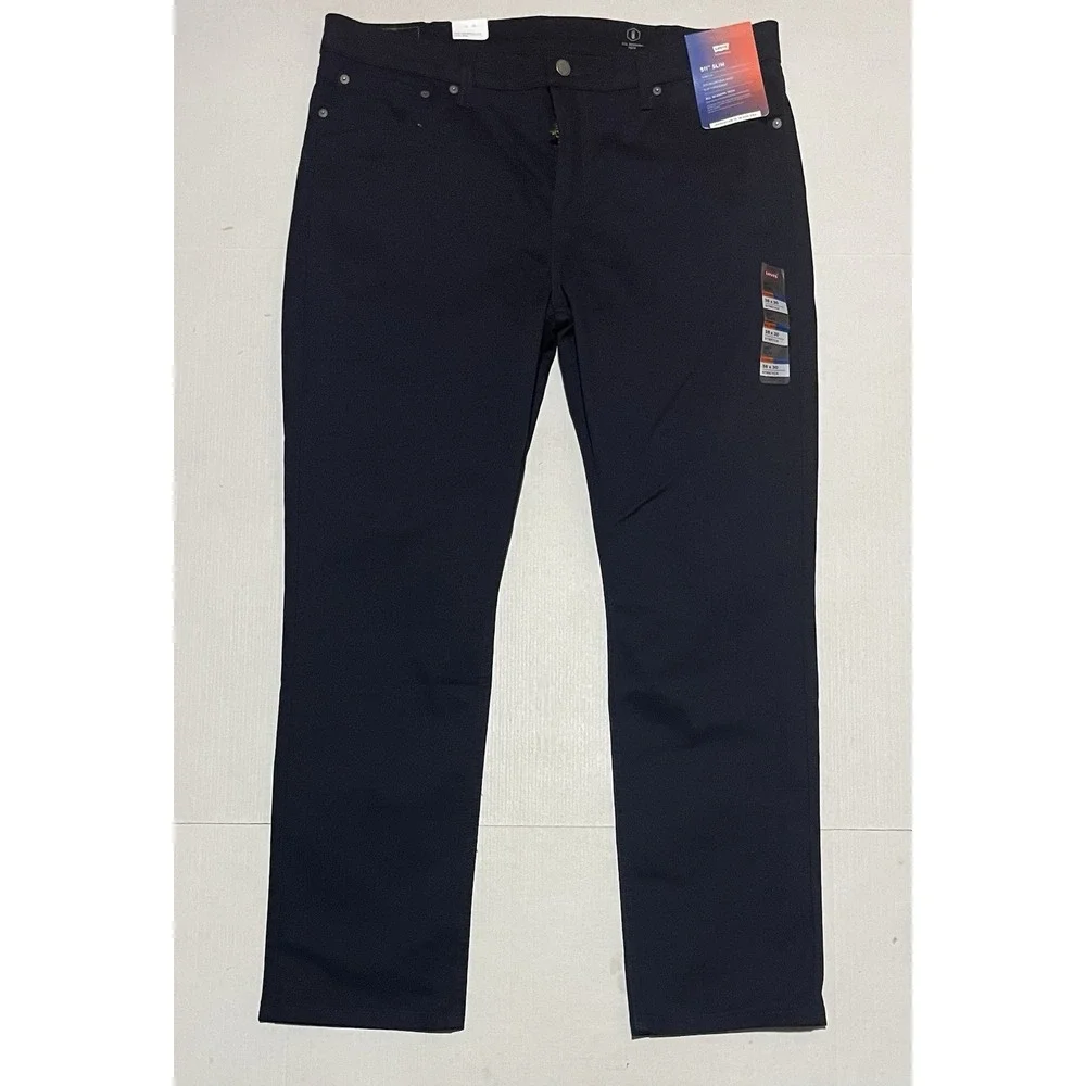 New Levi's 511 Slim Pants Mens 38 X 30 Navy Blue All Seasons Tech Stretch Chinos